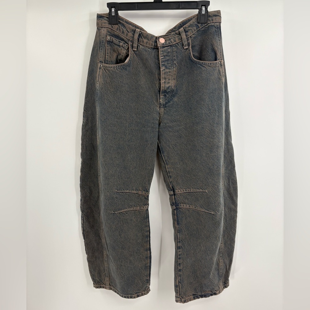 Free People Distressed Wide-Leg Jeans
